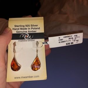 Sterling silver amber earrings